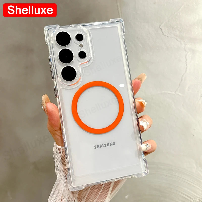 Transparent Armour Magnetic Case for Samsung Galaxy S25 Ultra / S24 / S23