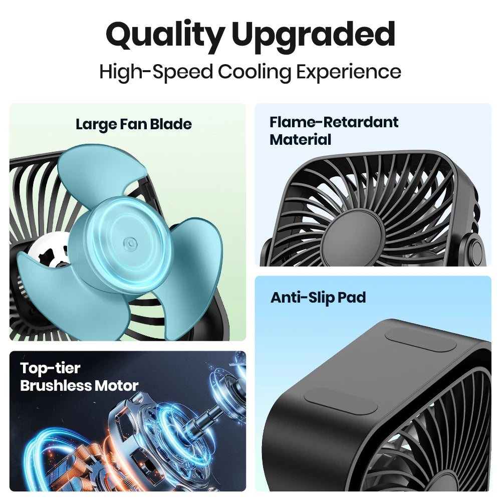 🌬️🏕️ TOPK 4-Inch USB Mini Portable Fan – 3 Speeds 360° Adjustable