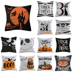 Halloween Cushion Cover – Cute Ghost, Pumpkin & Bat Print