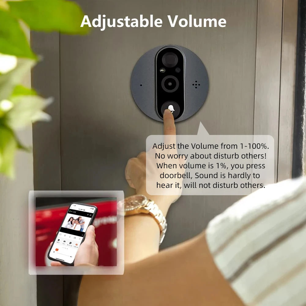 🔔📷 3MP Smart Life Tuya WiFi Doorbell Peephole Camera | 1080P Digital Door Viewer 👁️ | PIR Motion, IR Night Vision, Alexa & Google Support