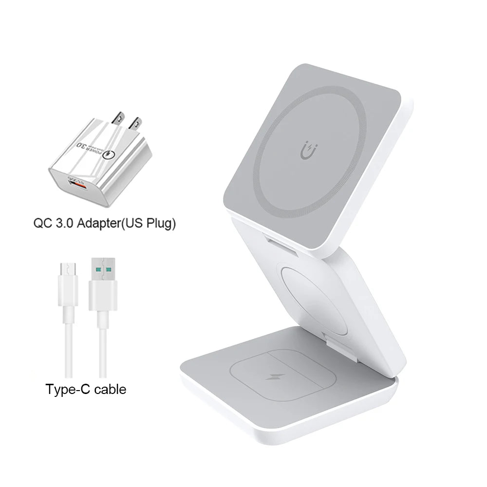 3-in-1 Foldable Magnetic Wireless Charging Station for iPhone & Apple Watch