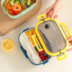 🍱✨ 1200ML Double-Layer Lunch Box | Portable Compartment Microwave Food Box 🍴 | Leakproof Camping & Office Meal Container with Spoon & Fork