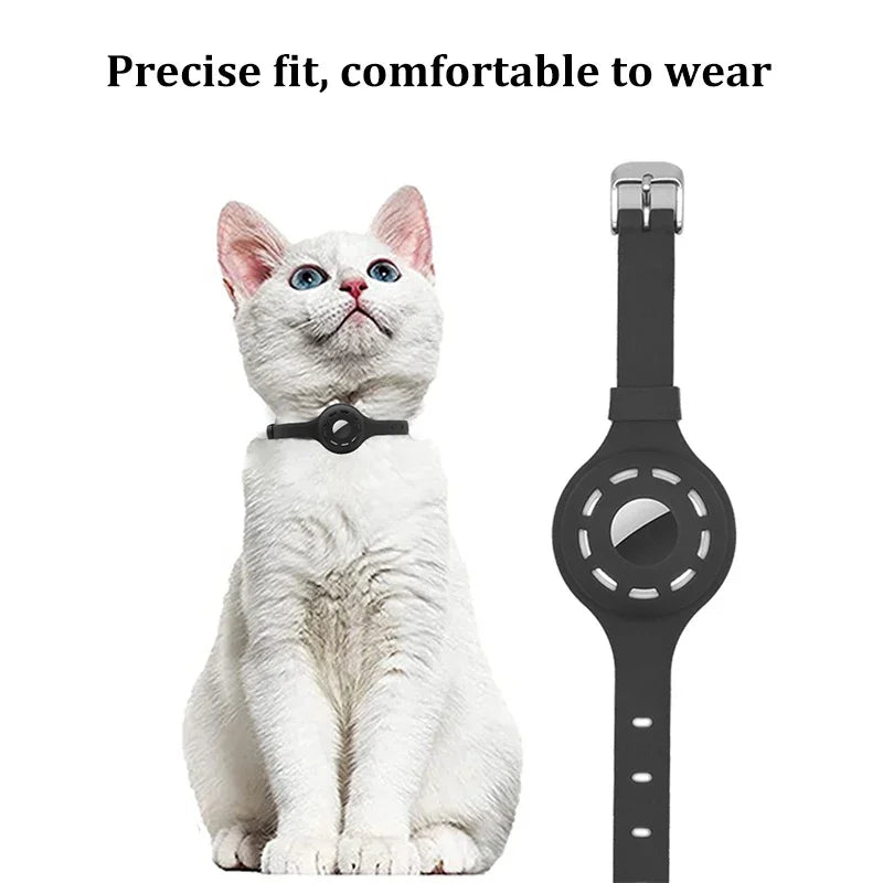 🐱📍 Silicone Anti-Lost Cat Collar for Apple AirTag – Adjustable Tracker Holder