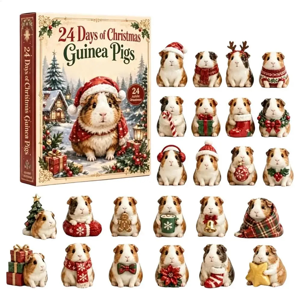 Guinea Pig Christmas Countdown Calendar – 24-Day Acrylic Advent Décor
