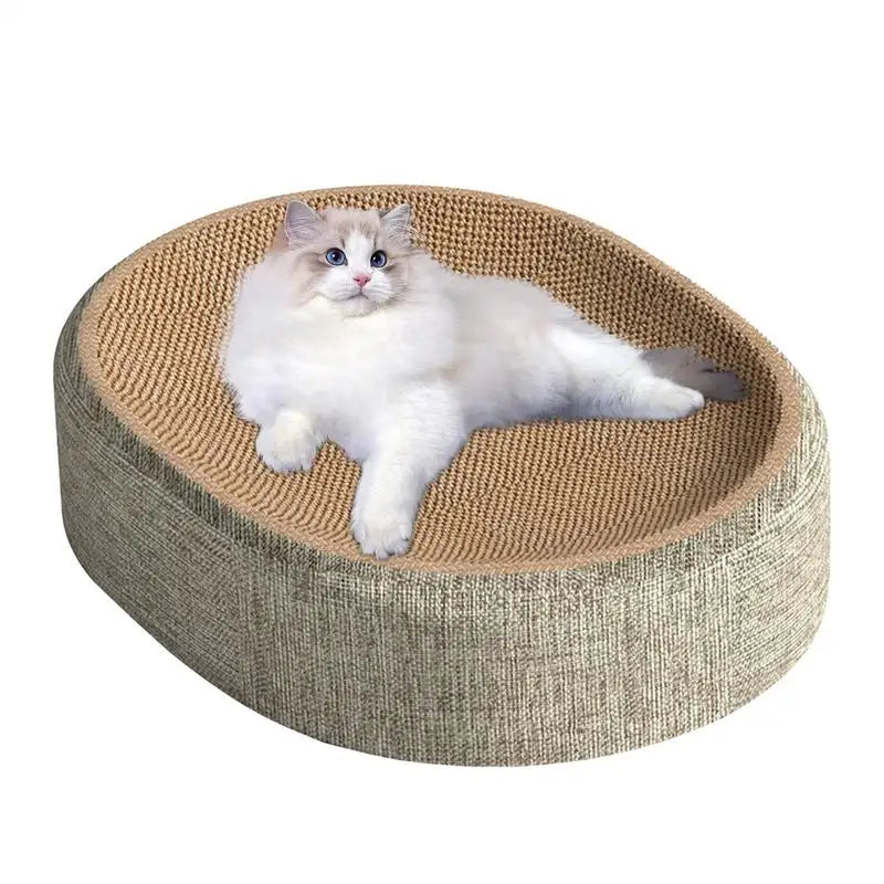 2-in-1 Cat Scratching Board Protects Furniture, Grinding Claw Toys, Oval Sisal Weaving Wear-resistant Cat Nest Cat Accessories