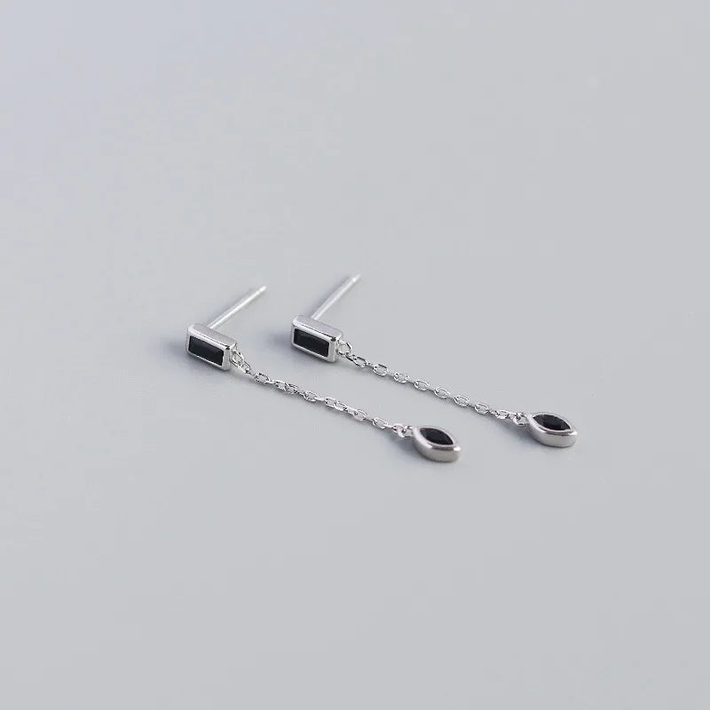 ✨💎 925 Silver Ear Needle Crystal Star Stud Earrings 💖 | Heart Chain Tassel Pendant Earrings for Women 👰 | Party & Wedding Jewelry Accessories 🌟