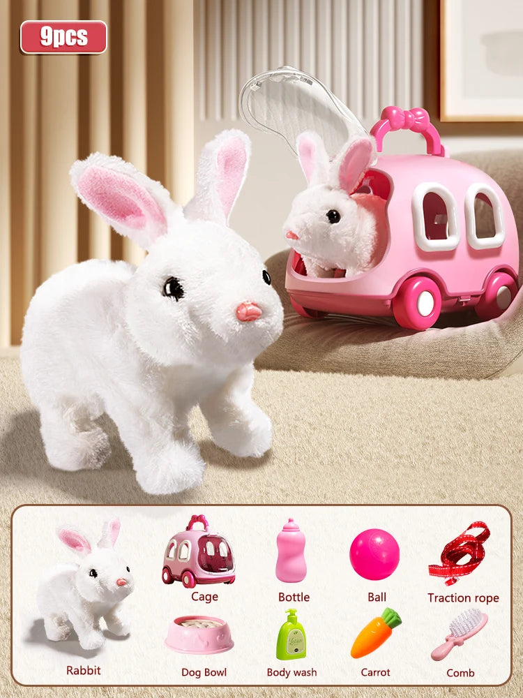 🐰🎶 Walking Rabbit Plush Toy – Interactive Moving & Sound Bunny That Dances | Educational Crawling Toy for Kids 3+