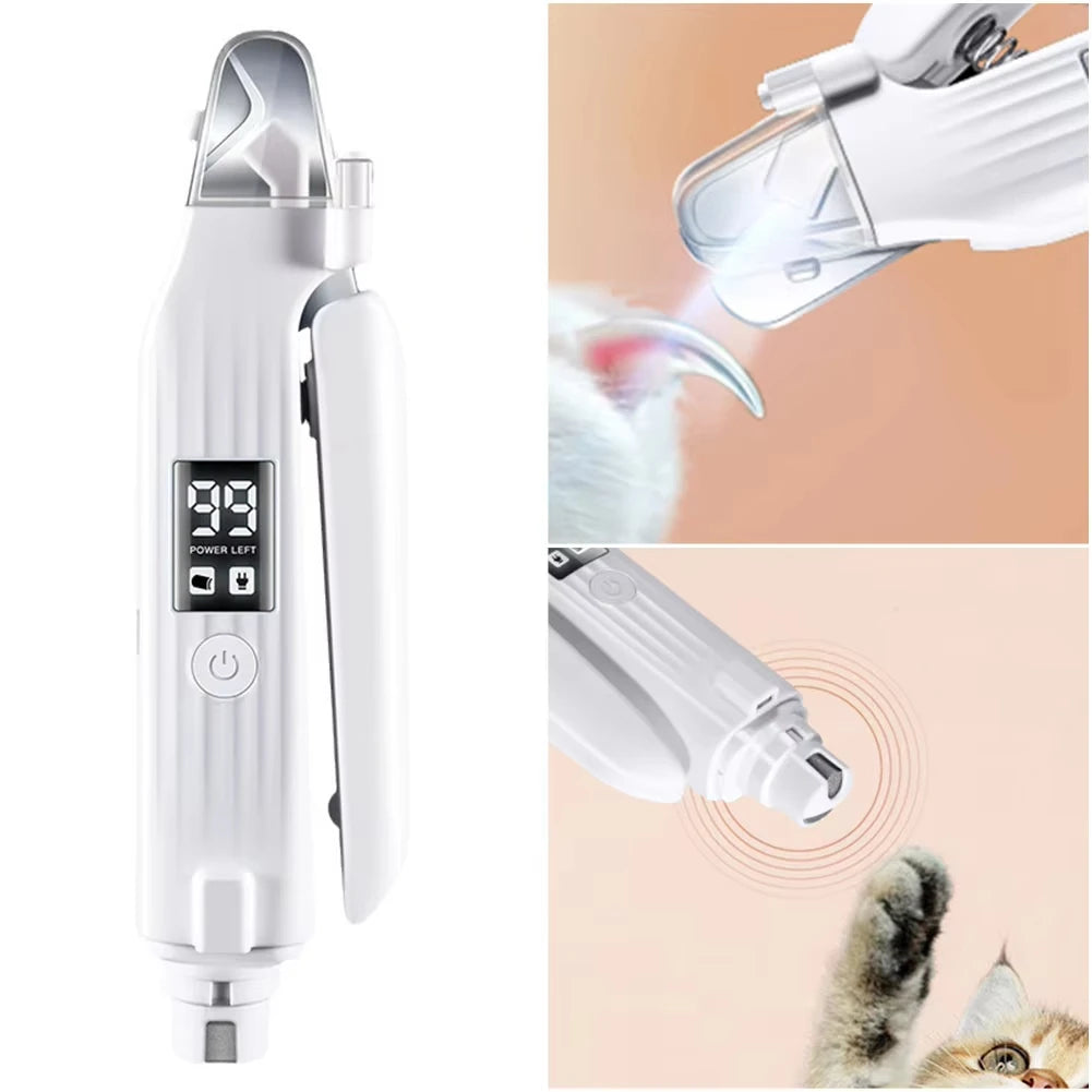 ✂️🐾 2-in-1 Electric Pet Nail Trimmer & Grinder with LED Light