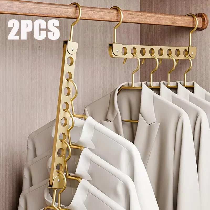 👕✨ Foldable Rotatable Clothes Hanger Organizer | 6 / 8 Holes Magic Metal Storage Rack 🪝 | Wardrobe Space Saver Hook