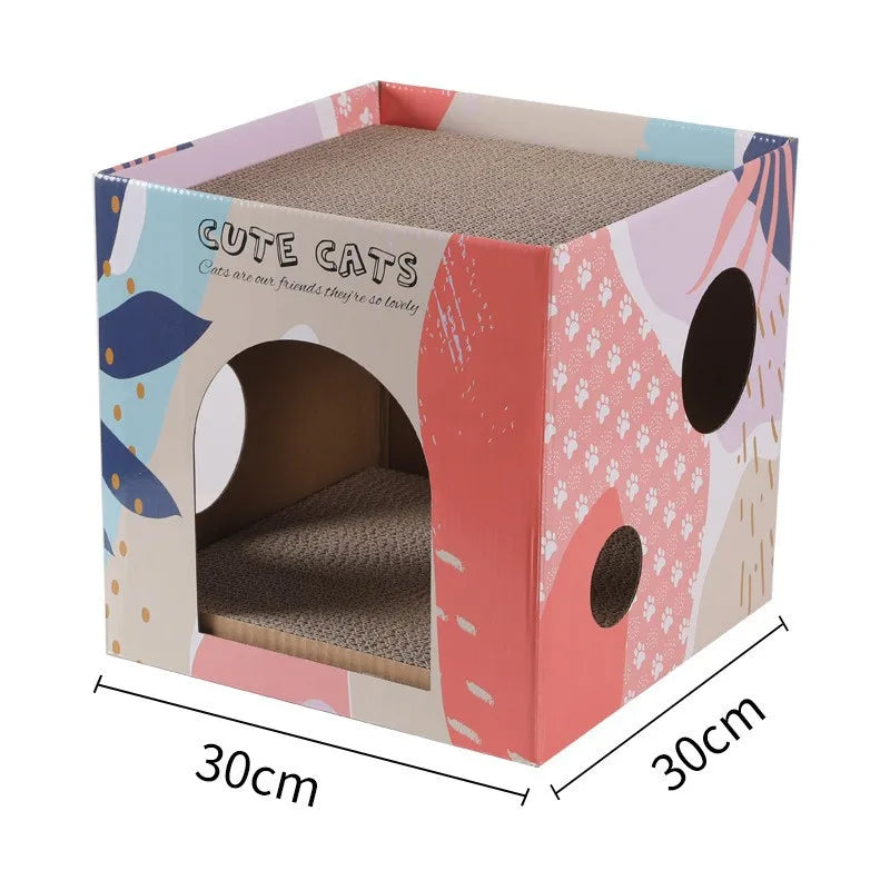 Double-Layer Cat Scratching House – Indoor Corrugated Cardboard Cat Condo & Scratch Pad for Claw Grinding