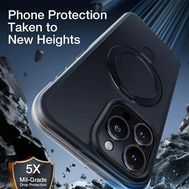 Matte Magnetic Ring Stand Case for iPhone – Ultra Slim Cover