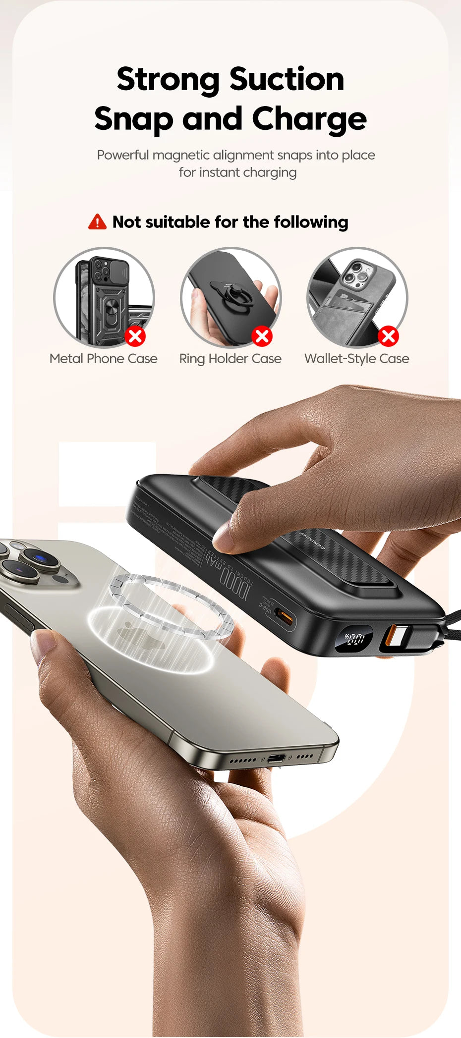 Toocki 10000mAh Magnetic Wireless Power Bank – 15W / 22.5W PD Fast Charge