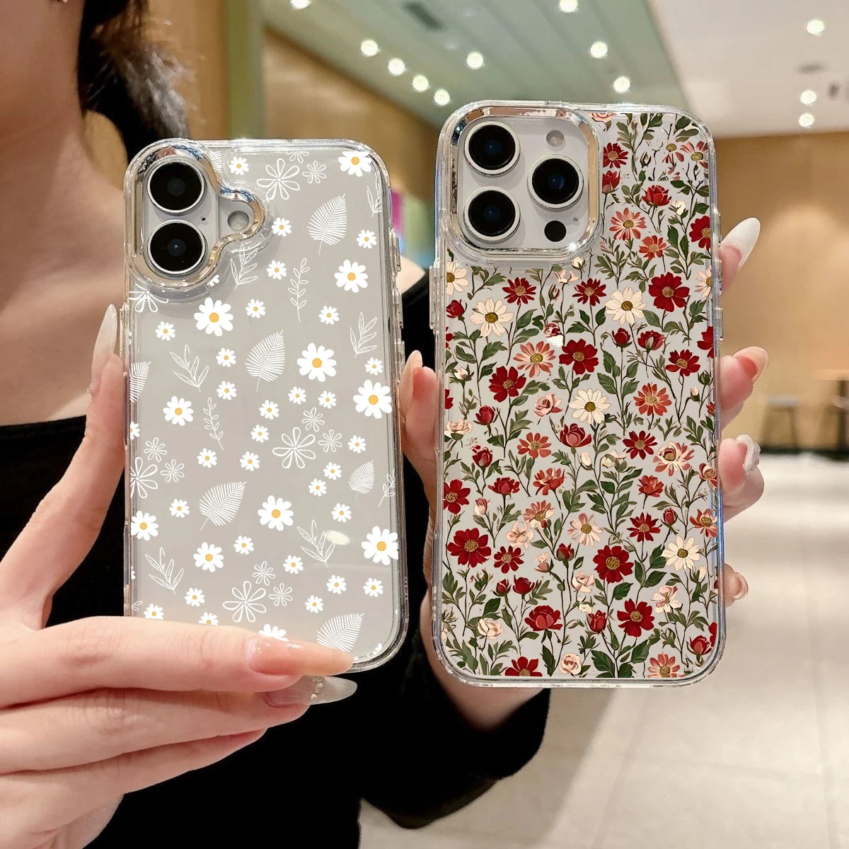 Daisy Floral Clear Phone Case with Metal Lens Frame for Google Pixel