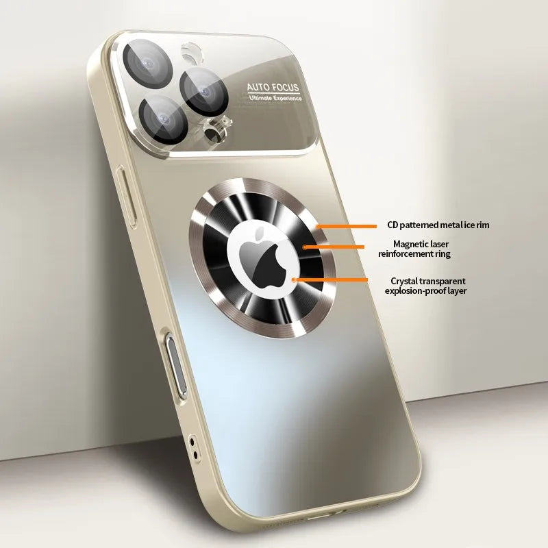Titanium Metallic Matte MagSafe Case with Glass Camera Protection for iPhone