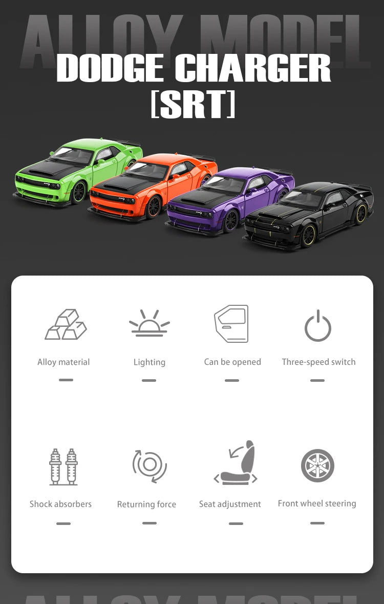 1:32 Dodge Challenger SRT Hellcat Redeye V8 Alloy Metal Diecast Model American Muscle Sports Car Collection For Hobby Decor