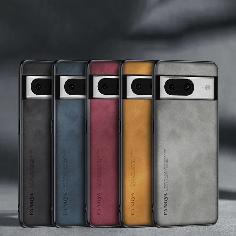 Sheepskin Leather Silicone Bumper Case for Google Pixel Series