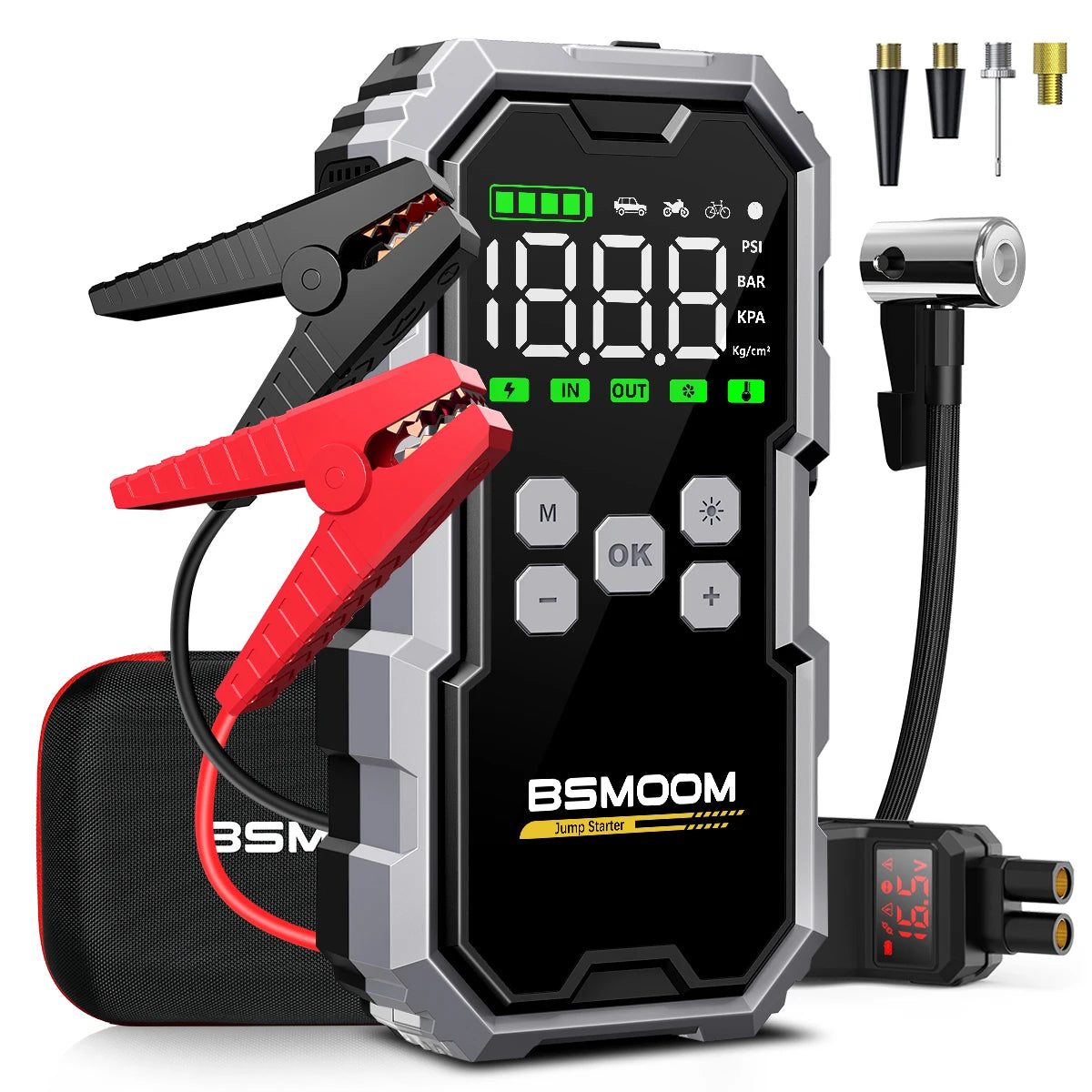 🚗⚡ Car Jump Starter with Air Compressor – 6000A Powerful Booster, 21800mAh Portable Battery Charger with LCD Screen