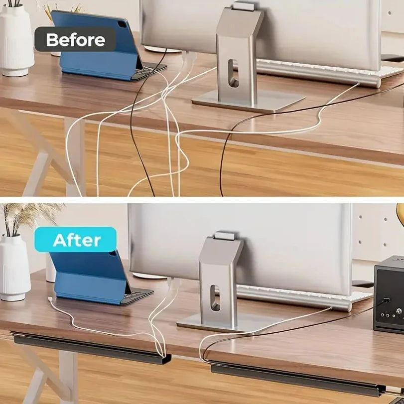 🤍🔌 Channel Desk Cable Organizer – No Drill Under Desk Cable Tray