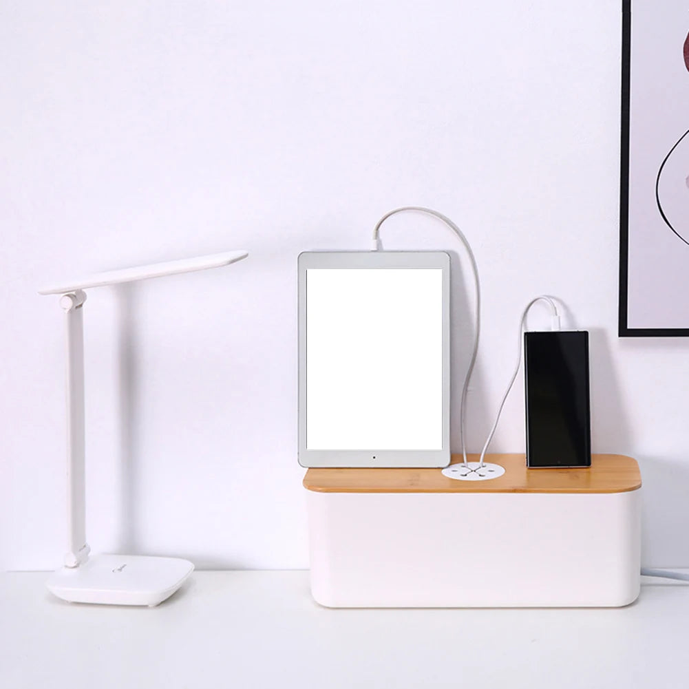 🌿📦 Wooden Cable Storage Box – Power Strip & Wire Organizer