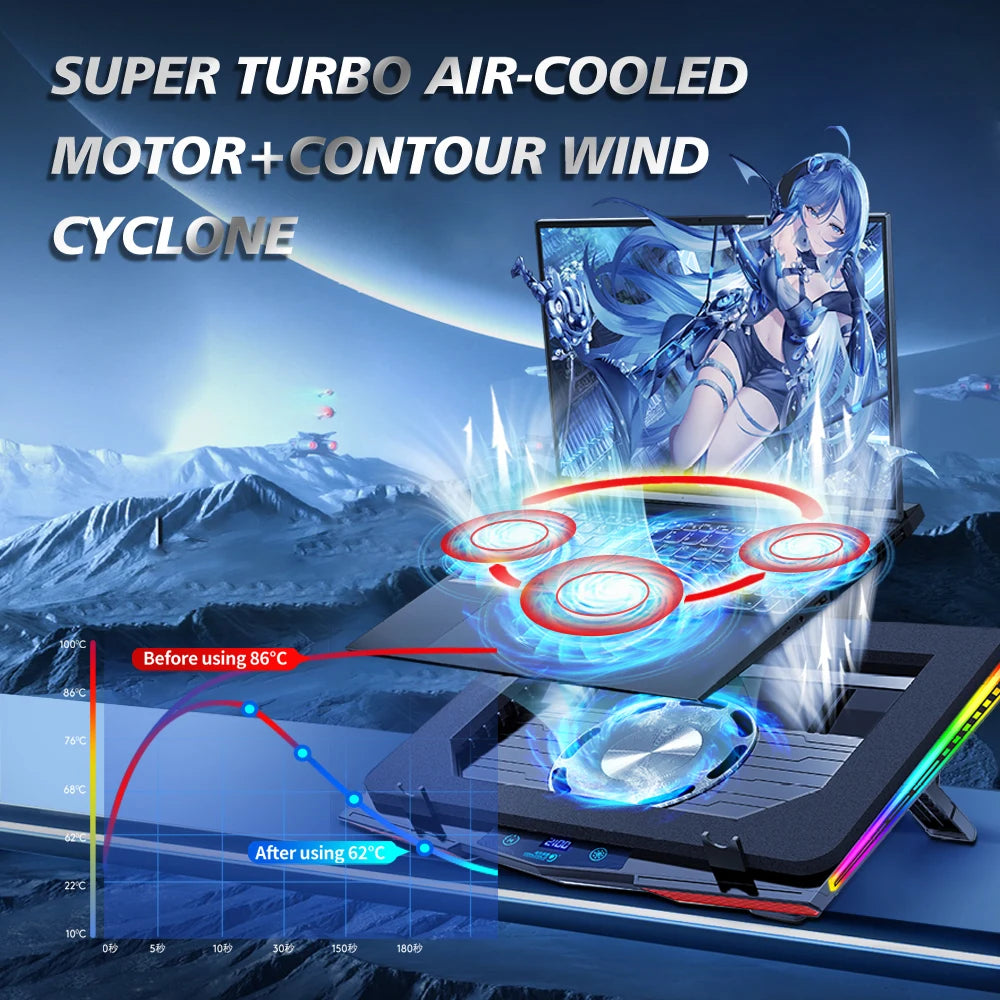 ❄️🌈 COOLCOLD Air Compression RGB Laptop Cooling Pad – Ultra-Quiet USB Cooler