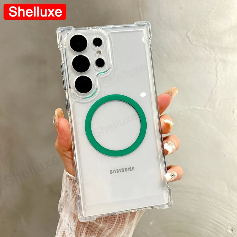 Transparent Armour Magnetic Case for Samsung Galaxy S25 Ultra / S24 / S23