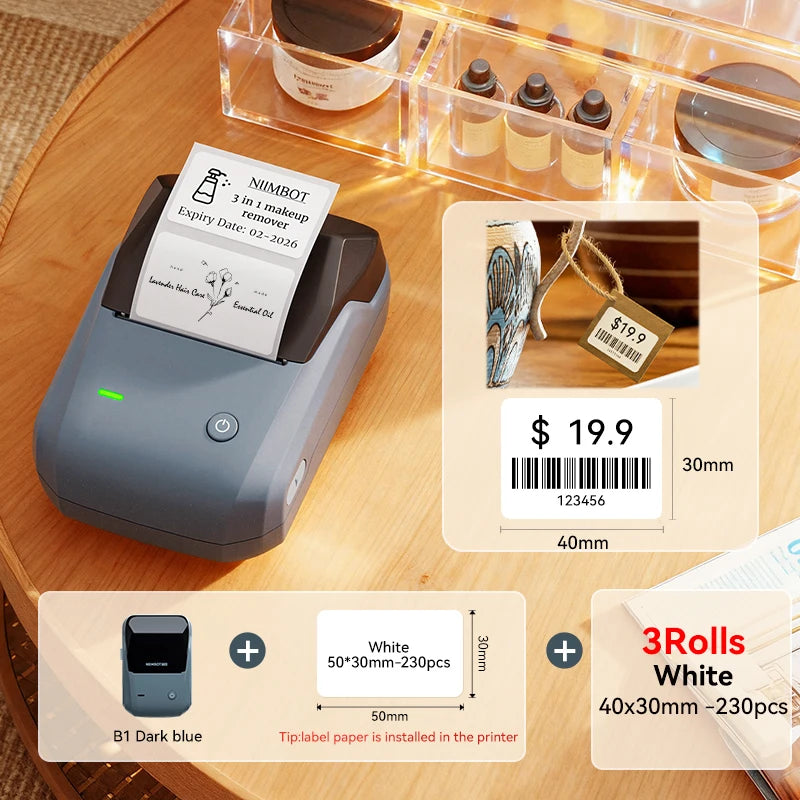 🏷️📱 NIIMBOT B1 Portable Thermal Label Printer – 2 Inch Bluetooth Sticker Maker