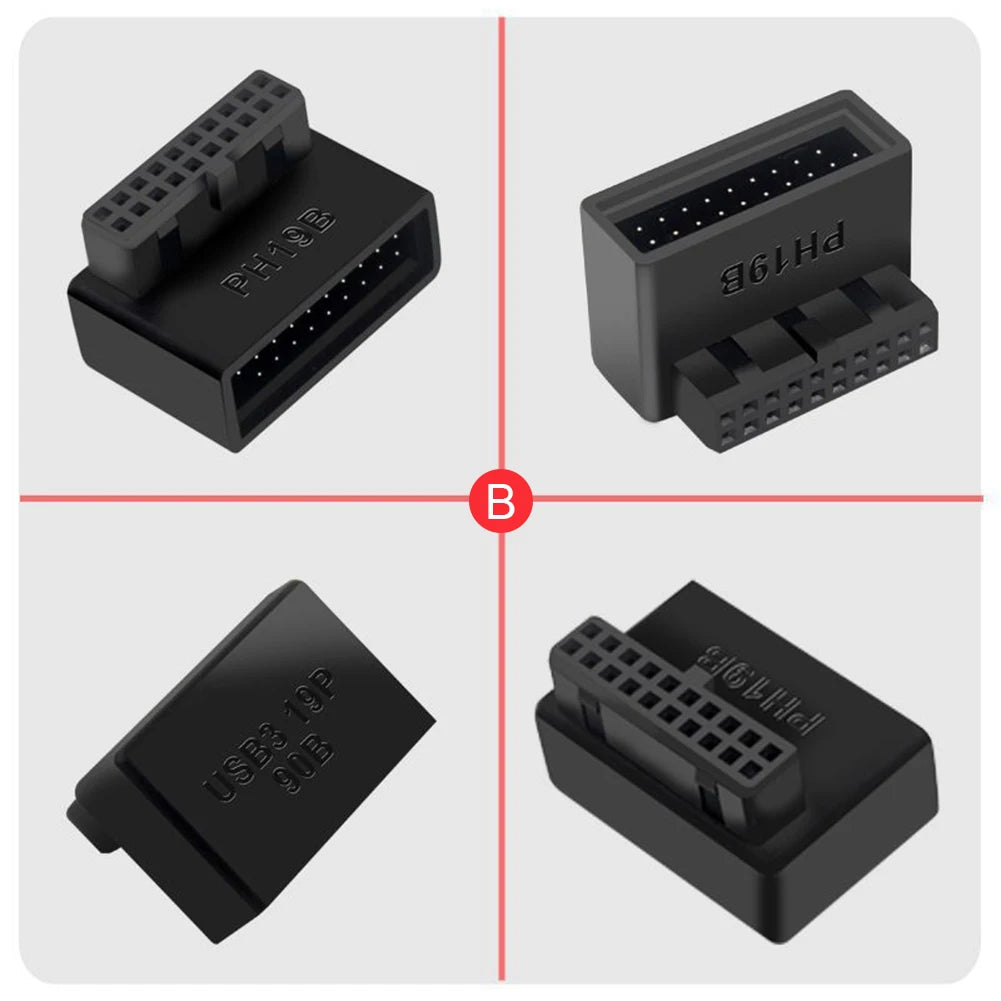 USB 3.0 Motherboard Header Adapter 19P/20P 90° Desktop Converter