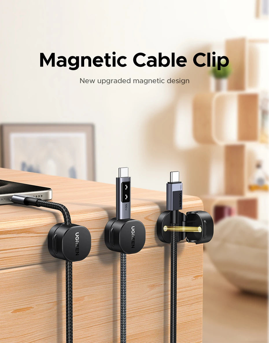 🧲🔌 UGREEN Magnetic Cable Organizer Clips – Desk Cord Holder