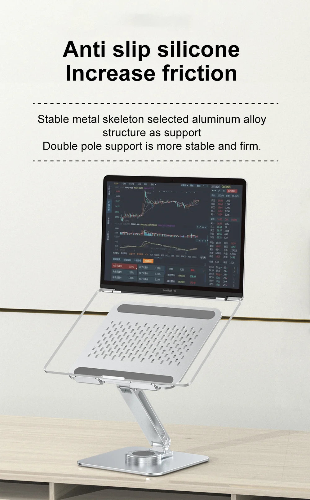 💻🔄 Portable 360° Aluminum Laptop Stand – Foldable Adjustable Holder
