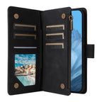 CAESBON Wallet Zipper Magnetic Flip Case with Kickstand for Google Pixel
