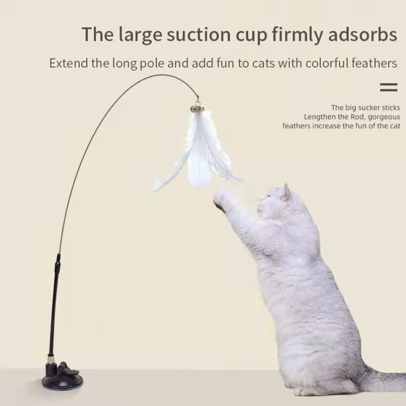 🐱🪄 Hands-Free Interactive Cat Teaser Wand with Suction Cup