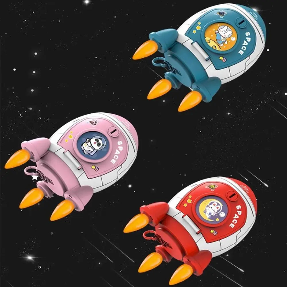 🚀🐷 Cute Children Piggy Bank Space Rocket Money Box ✨ | Cartoon Sticker Plastic Cash Box 💰 | Multi-Purpose Kids Gift Toy