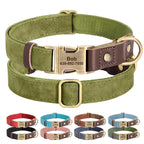 🐶🏷️ Custom Engraved PU Leather Dog Collar – Adjustable ID Tag