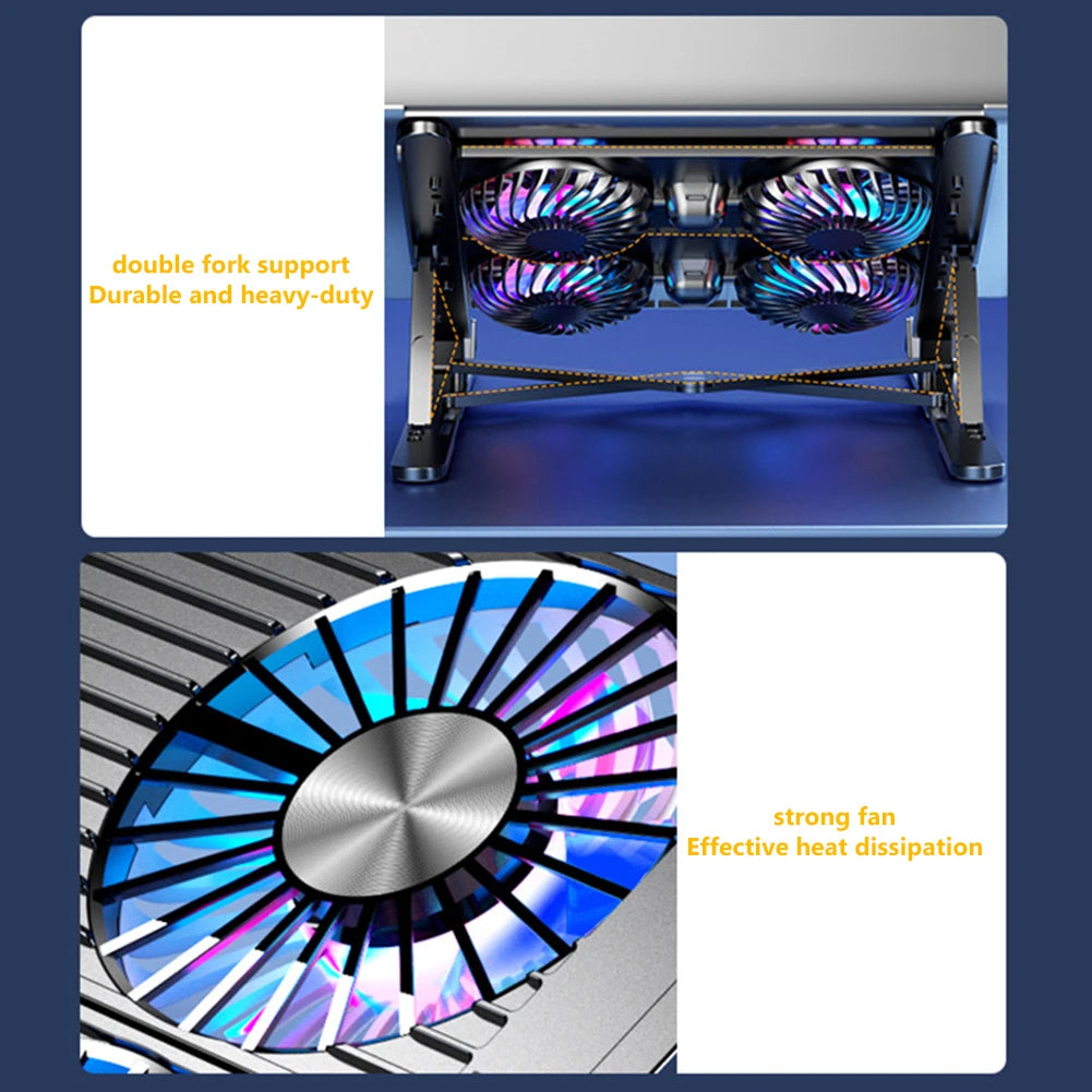🌈❄️ Laptop Cooling Pad 2/4 Fans – RGB Foldable Stand (11–17.3”)