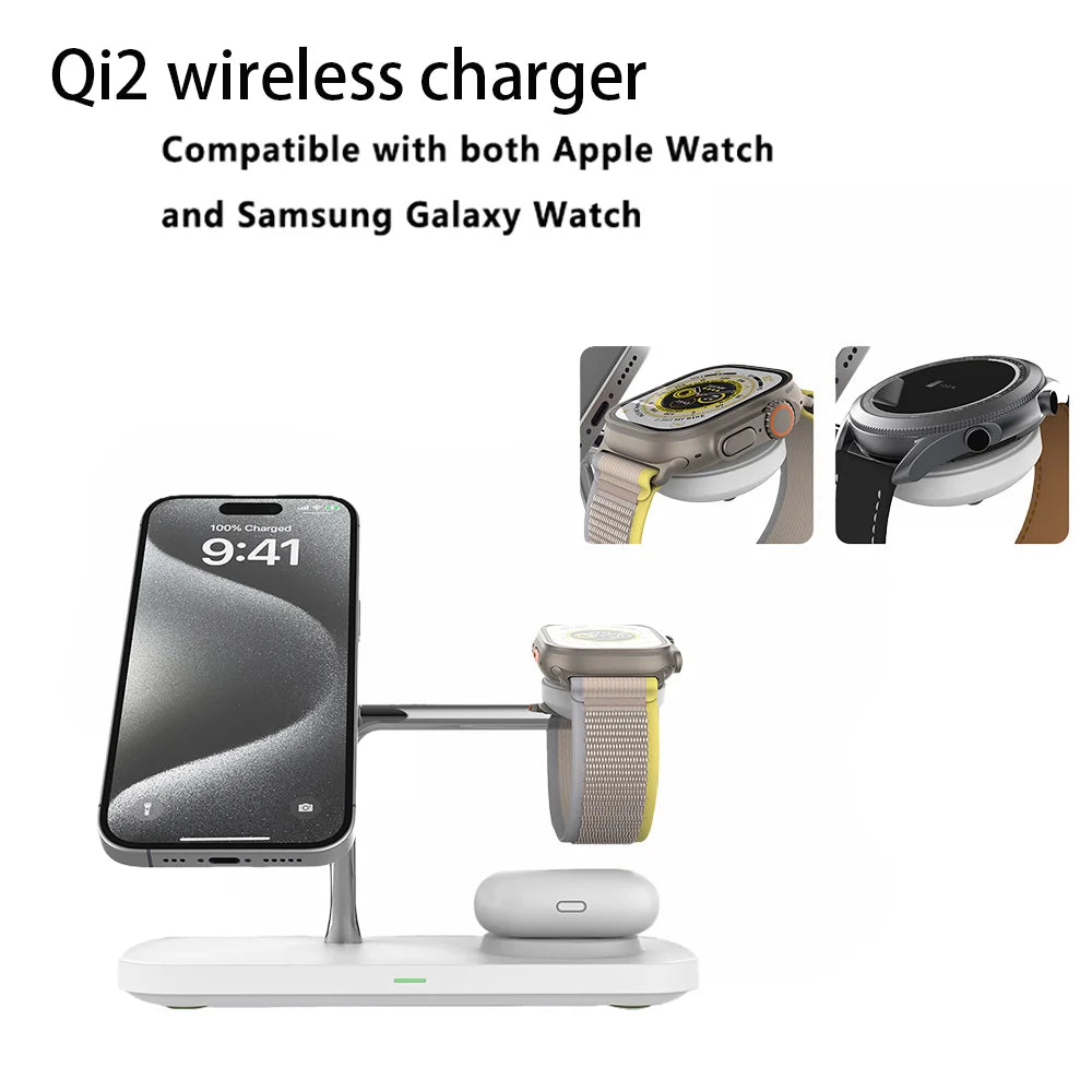 3-in-1 Wireless Charger Stand – Fast Charging for iPhone, Apple Watch & AirPods