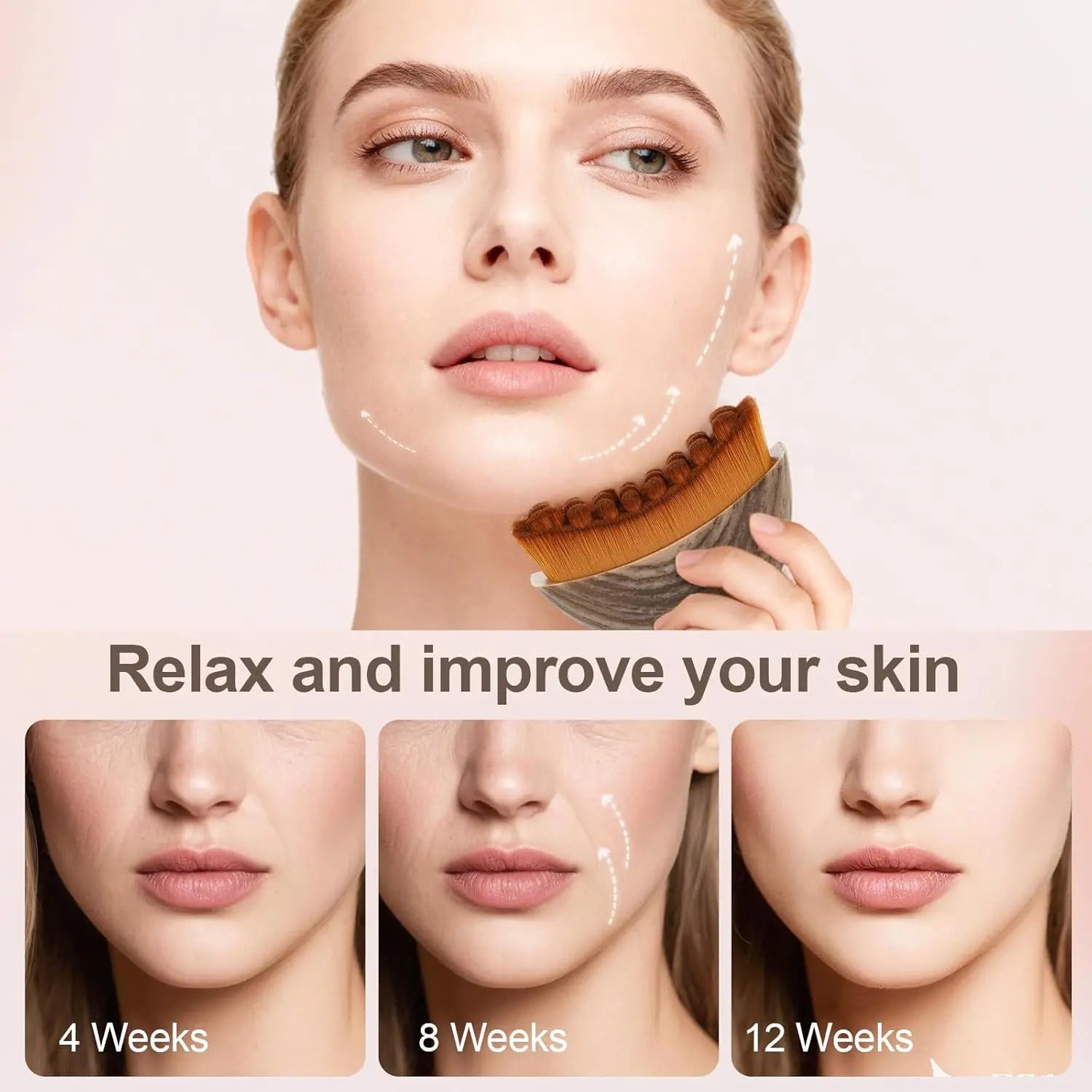 ✨💆‍♀️ Contour Facial Brush for Manual Lymphatic Drainage | Ergonomic Facial Cleansing & Shaping Brush 🌿 | Soft Durable Bristles Massager