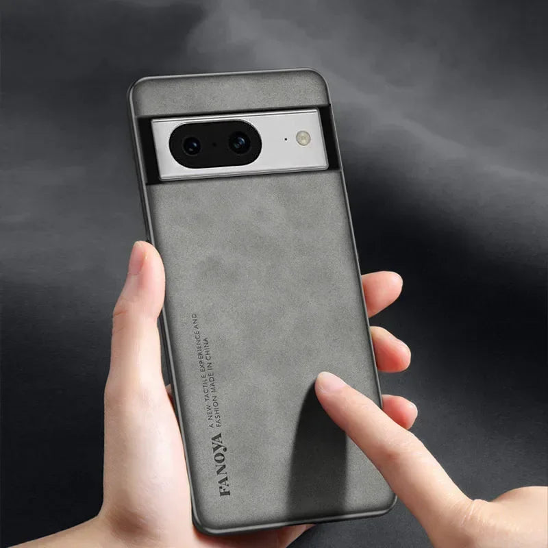 Sheepskin Leather Silicone Bumper Case for Google Pixel Series