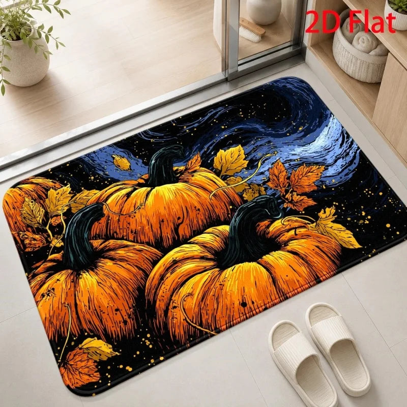 Halloween Welcome Doormat – Ghost, Pumpkin & Bat