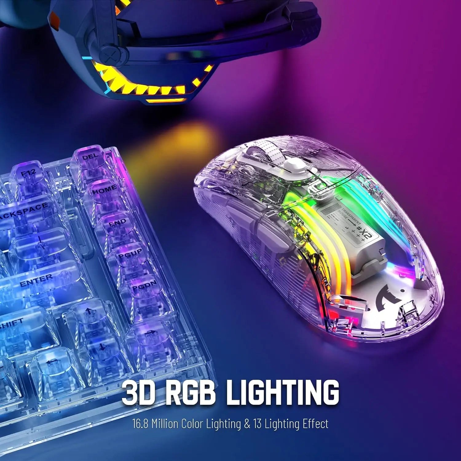 🔥🖱️ ATTACK SHARK X2 Pro Triple Mode Wireless RGB Gaming Mouse – Transparent Shell