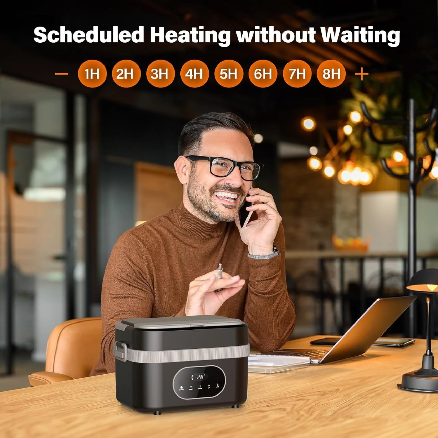 🔥🍱 Gison 1.5L Electric Heated Lunch Box for Adults | 60W Portable Food Warmer ⚡ | 18000mAh Display Lunch Heater for Work, Car & Home