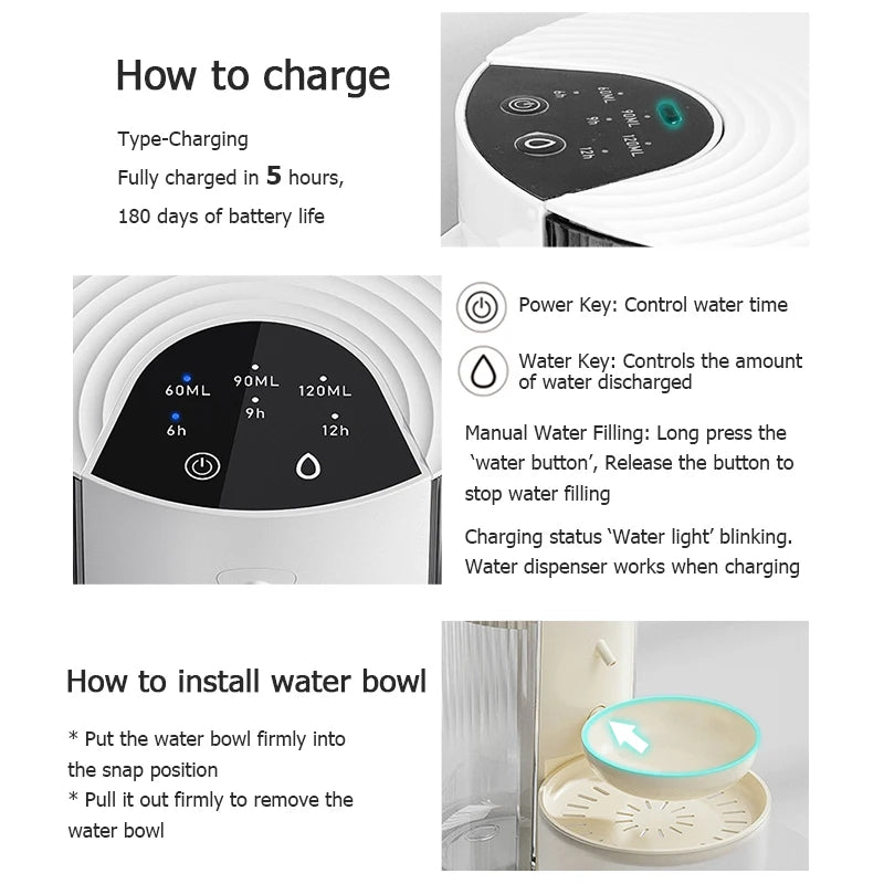 💧🐾 Smart Wireless Automatic Pet Water Dispenser – Rechargeable Fountain