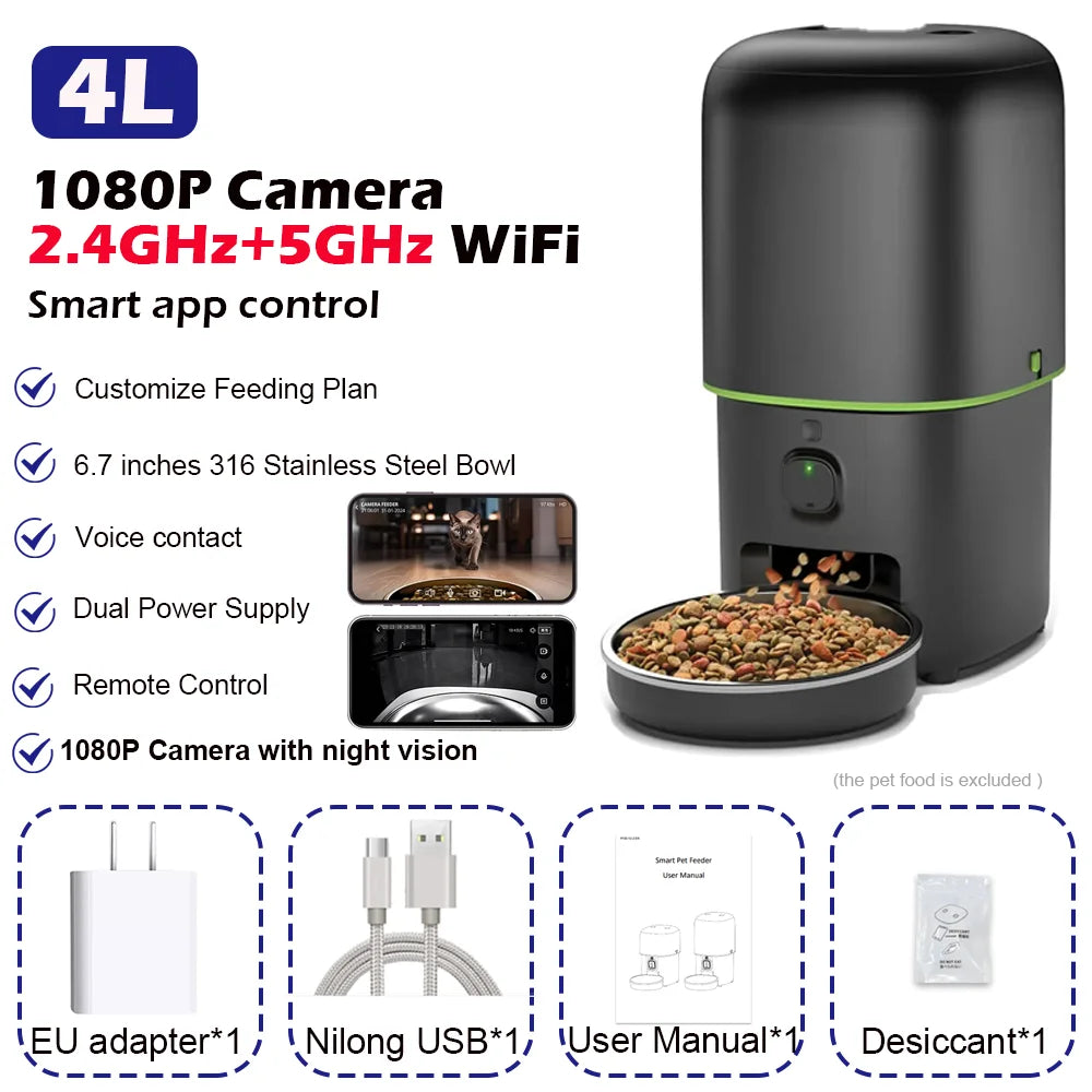 📷🐾 Automatic Smart Cat Feeder with Camera – WiFi App Control