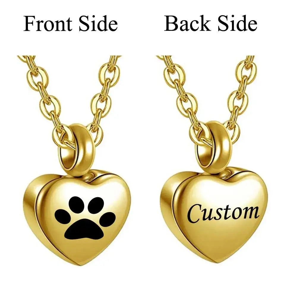 🖤🐾 Stainless Steel Small Heart Pet Paw Urn Necklace 💖 | Memorial Ashes Keepsake Pendant Charm for Pets 🌈