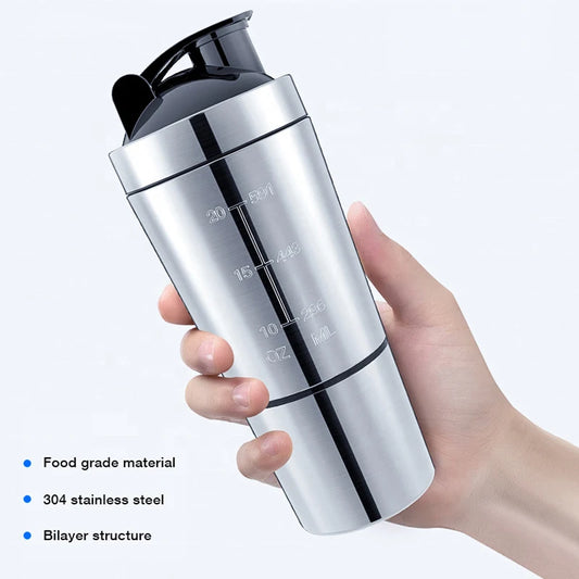 🥤🛡️ Stainless Steel Protein Shaker Cup – Portable Fitness Sports Mug