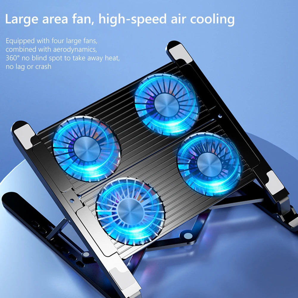 🌈❄️ Laptop Cooling Pad 2/4 Fans – RGB Foldable Stand (11–17.3”)