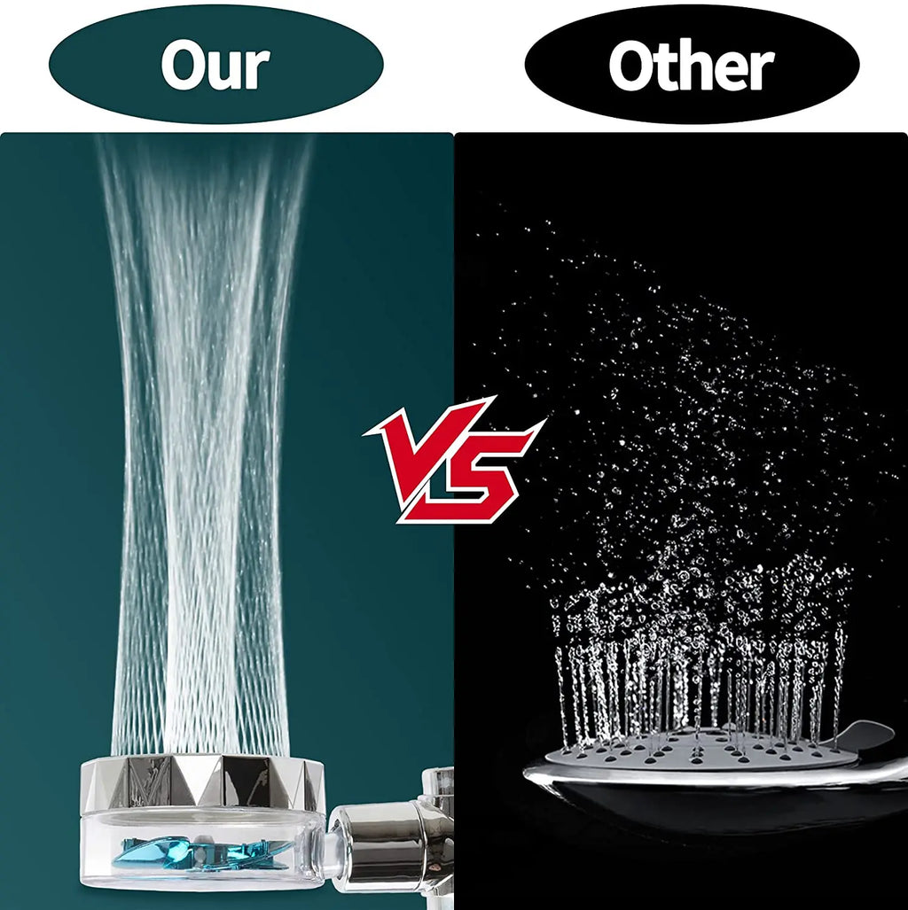 🚿💨 High-Pressure Turbo Fan Shower Head – Handheld Water-Saving Rainfall Spray with 5 Filters | Bathroom Accessories
