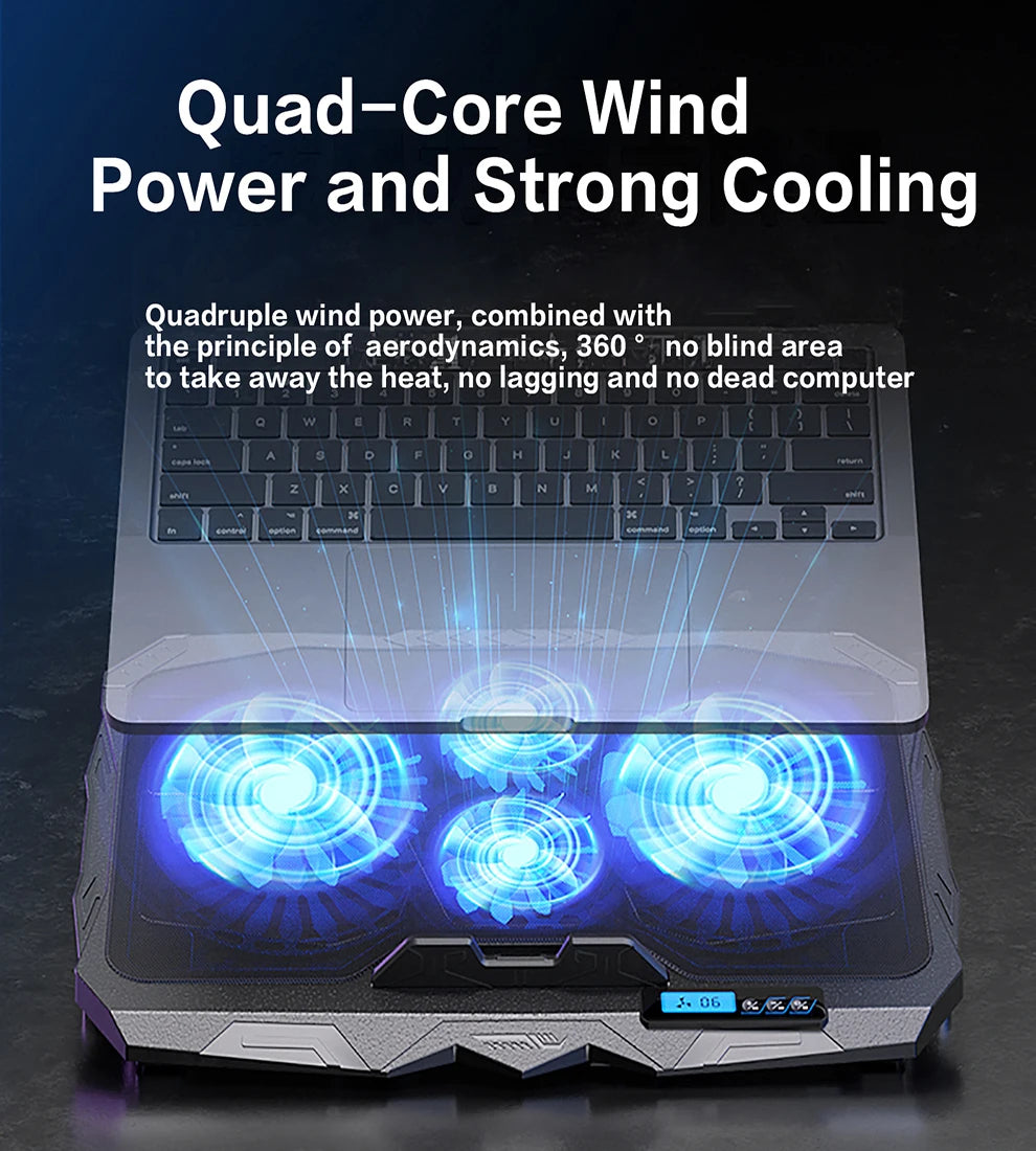 ❄️💻 Laptop Cooling Stand – 5 Height & 6 Wind Speed Adjustable (Up to 17”)