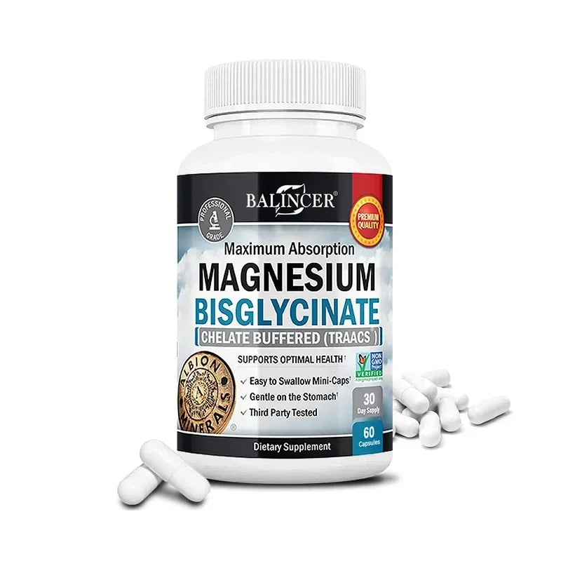 Magnesium Bisglycinate - for Muscle, Nerve, Sleep, Joints, Bones, Immune & Energy - High Absorption, Vegetarian,120 Capsules