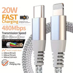 MFi Certified USB-C to Lightning Fast Charging Cable 20W – Nylon Braided (1PC / 2PCS)