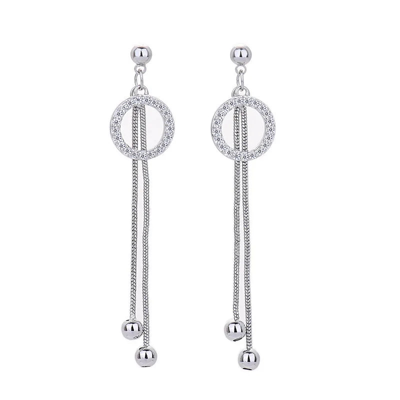 ✨💎 925 Silver Ear Needle Crystal Star Stud Earrings 💖 | Heart Chain Tassel Pendant Earrings for Women 👰 | Party & Wedding Jewelry Accessories 🌟